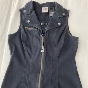 Harley Davidson Black Biker Vest Size Small